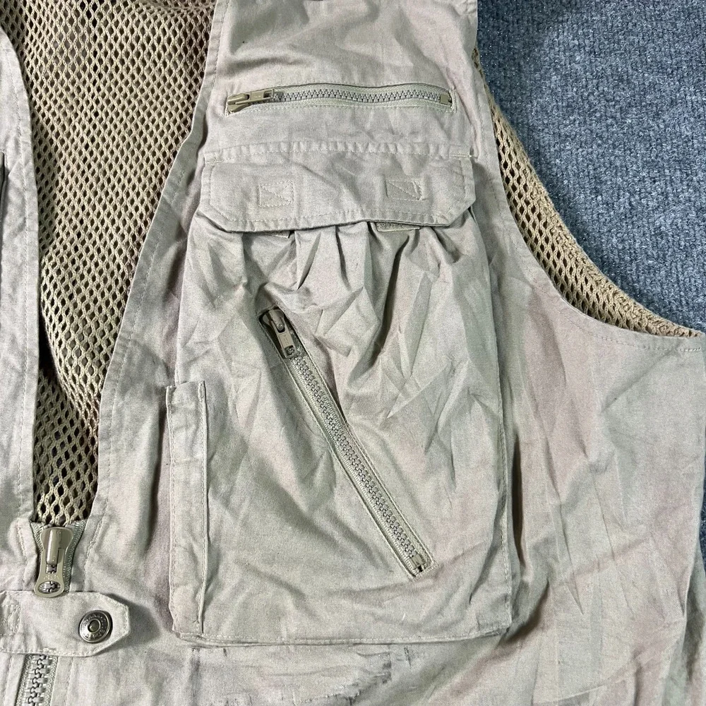 Banana Republic Mens XL Gray Utility Fishing Photography Vest Multi-Pocket Lined